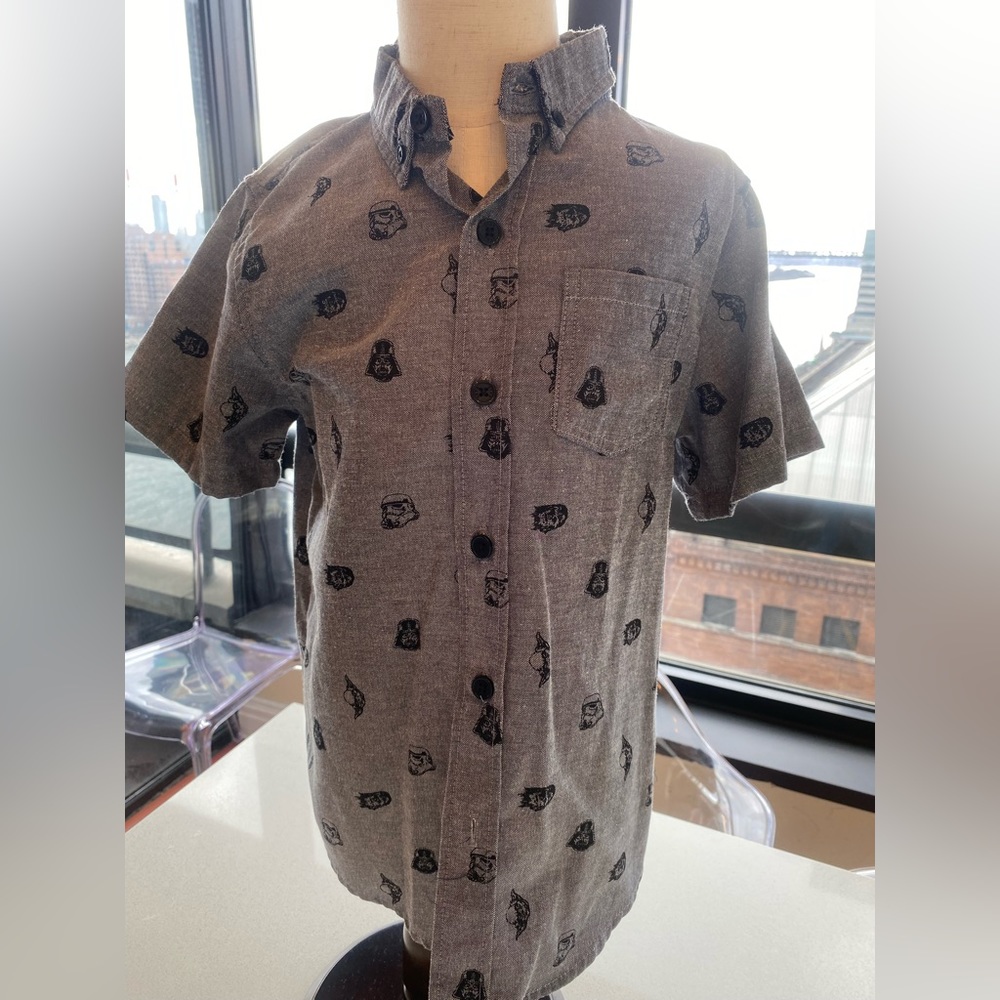 Boys small grey Star Wars button down